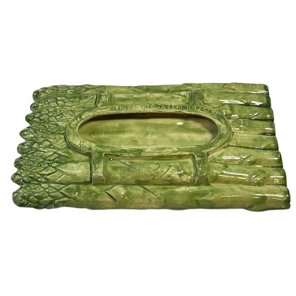 Duncans Vintage 1975 Ceramic Asparagus Side Serving Plate Textured Green - Picture 8 of 9